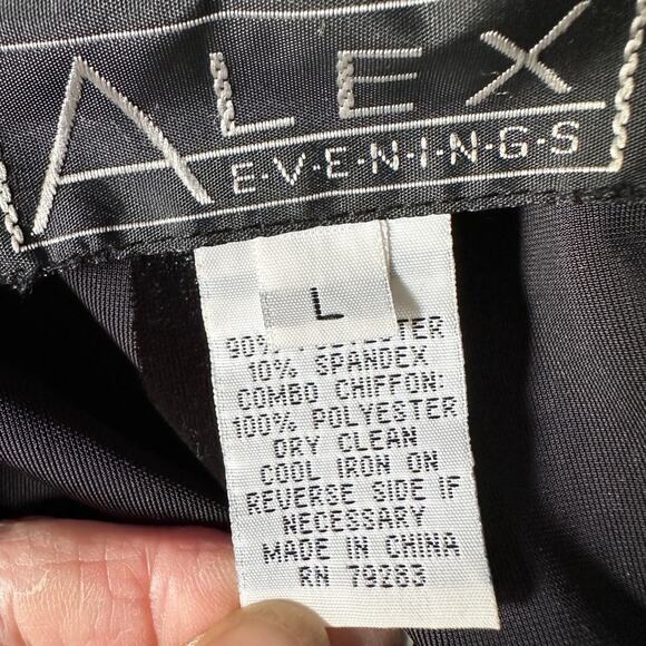 Alex Evenings Black Velvet Wide Leg Sheer Side Panel Pants L - Picture 10 of 10